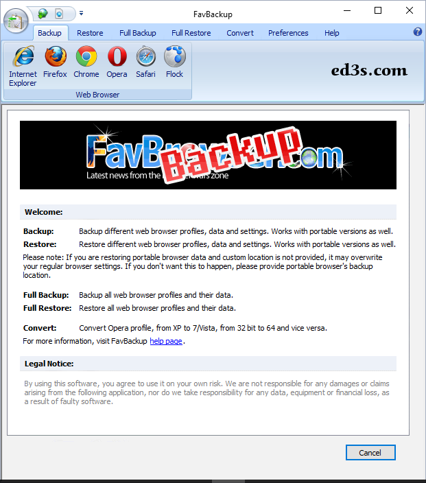 برنامج FavBackup لعمل نسخة احتياطية من متصفحك