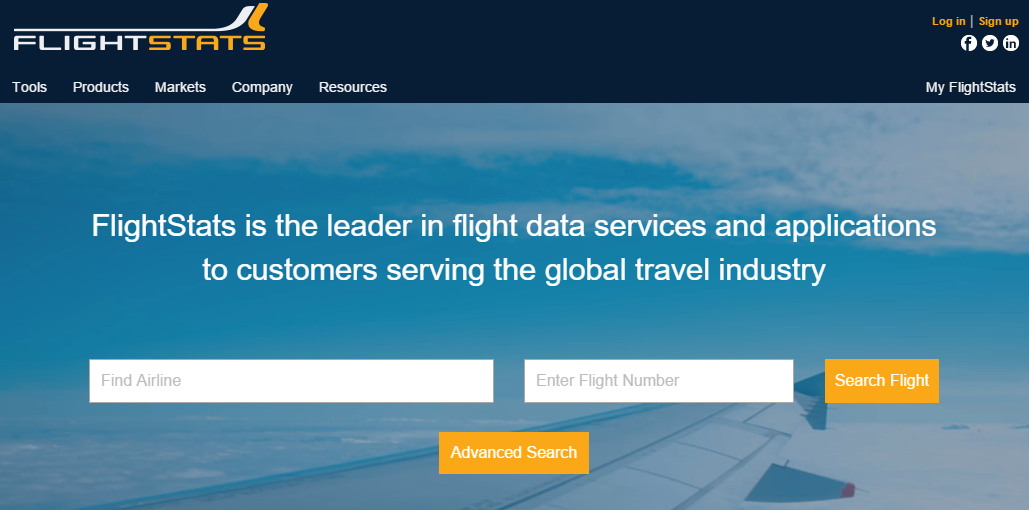 خدمة FlightStats معرفة معلومات عن حجزك