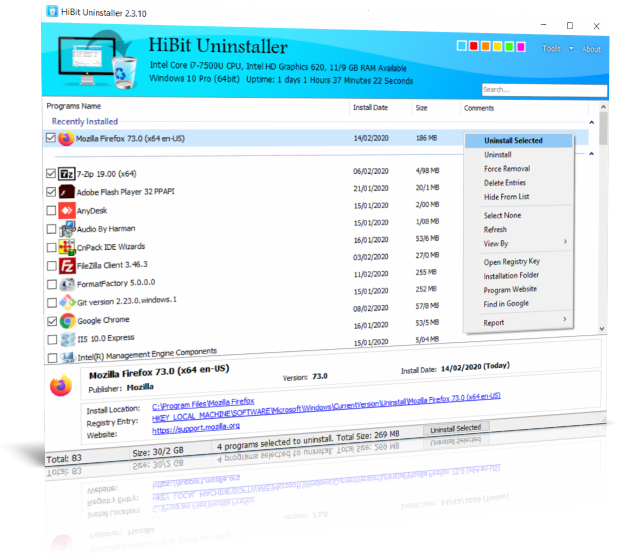 HiBit Uninstaller 3.1.40 free instal