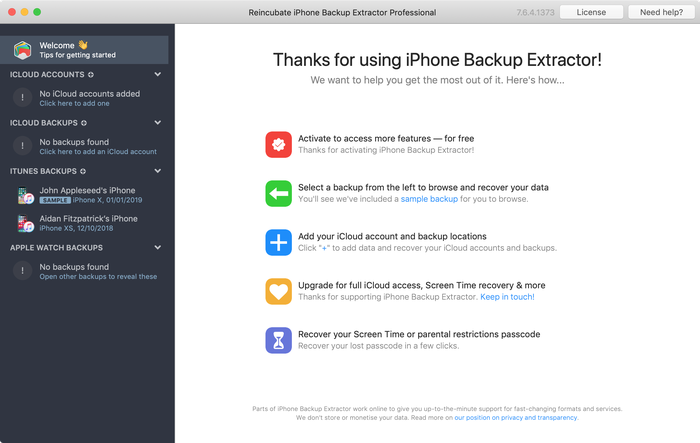 برنامج iPhone Backup Extractor لاستعادة النسخة الاحتياطية التالفة للايفون